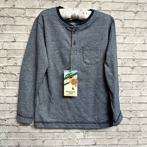 Class Club Adventure Wear Boys 4/5 Navy Striped Shirt Long Sleeve 2 Button NEW